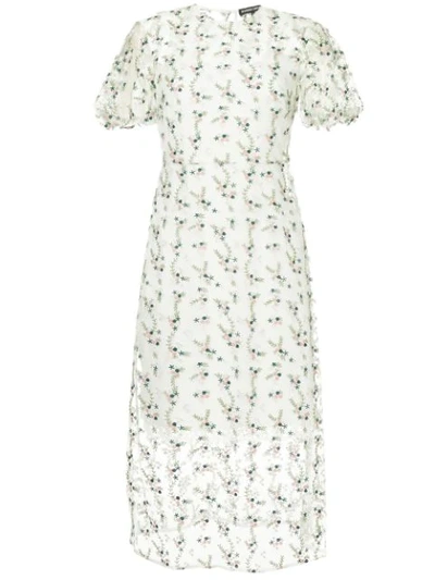 Markus Lupfer Kleid Mit Blumenstickerei In White