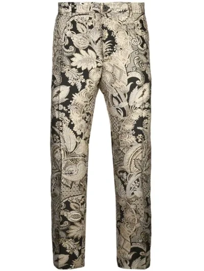 Dolce & Gabbana Jacquard Trousers In Gold
