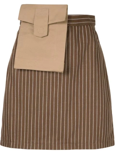 Walk Of Shame Mini Striped Skirt In Brown