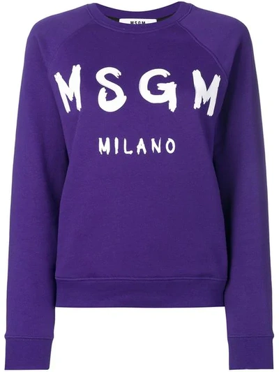 Msgm Logo Print Sweatshirt In Purple