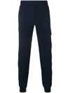 C.p. Company Logo Patch Joggers In Blue