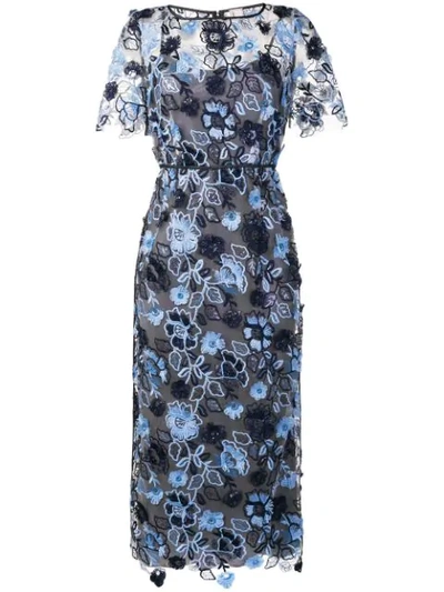 Antonio Marras Floral Embroidered Midi Dress In Blue