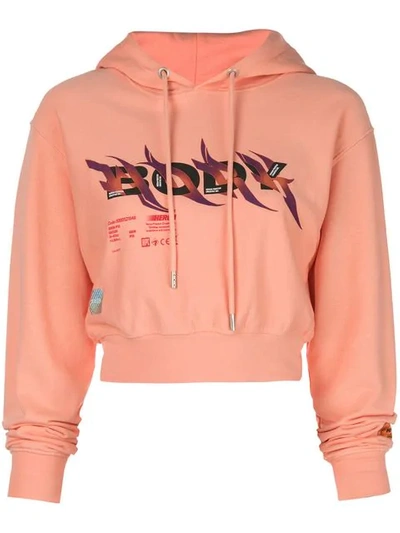Heron Preston Printed Crop Hoodie In Pink