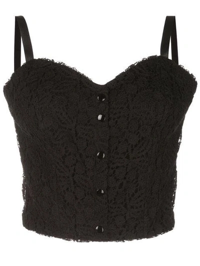 Olivier Theyskens Cropped Lace Top In Black