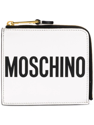 Moschino Leather Logo Wallet In White