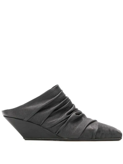 Rick Owens Ruche-styled Mules In Black
