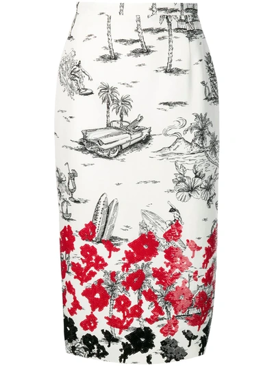 N°21 Sequin Embellished Pencil Skirt In White