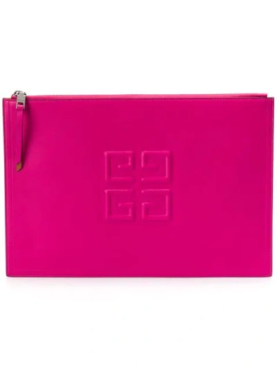 Givenchy 4g Embossed Logo Clutch In Pink