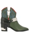 Toga Cowboy Ankle Boots In Green