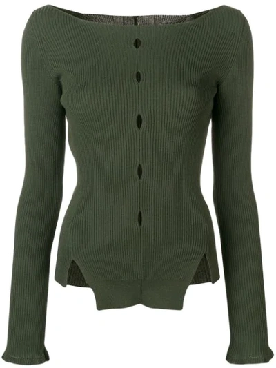 Eudon Choi Cut-out Detail Knitted Top In Green
