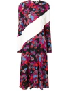 Givenchy Contrast Panel Floral Print Dress - Red