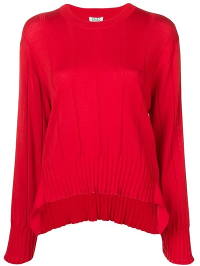 Kenzo Pleated Knit Jumper In Red