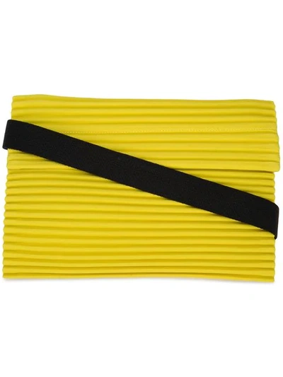 Issey Miyake Pleated Flat Bag In Yellow