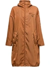 Prada Nylon Gabardine Raincoat In Brown