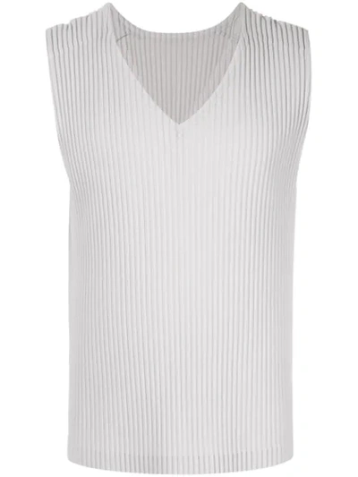 Issey Miyake Basic Pleated Tank Top In Grey