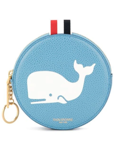 Thom Browne Whale Round Coin Pouch In Blue