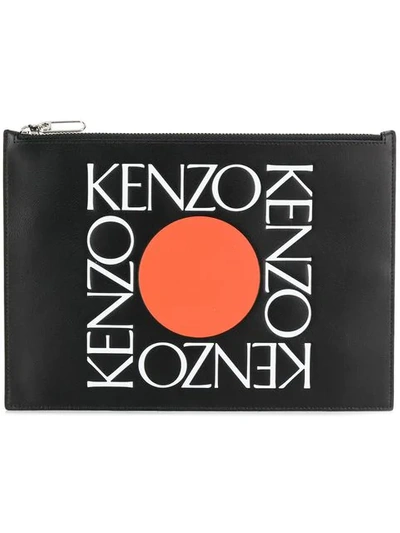 Kenzo Printed Logo Clutch In Black