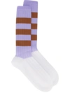 Marni Colour-block Striped Socks - Purple