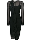 Maison Margiela Ruffle Trim Midi Dress In Black