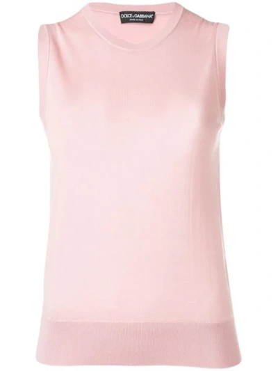 Dolce & Gabbana Pink Pure Silk Sleeveless Sweater