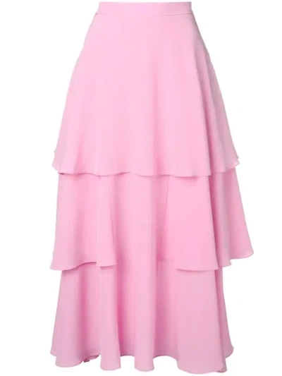 Stella Mccartney Soft Frill Tiered Skirt In Pink