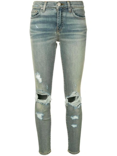 Amiri Distressed Skinny Jeans In Blue