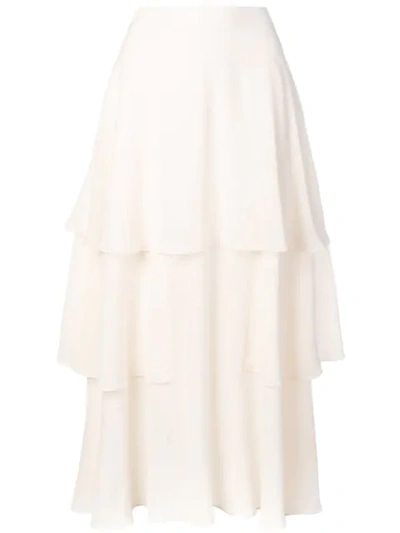 Stella Mccartney Soft Frill Tiered Skirt In White