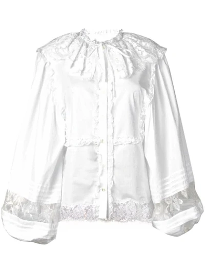 Dolce & Gabbana Long-sleeved Lace Blouse In White