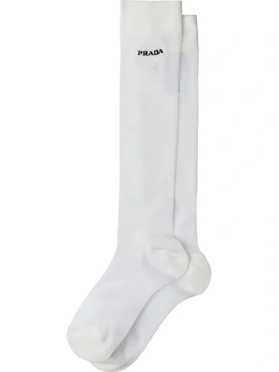 Prada Logo Basic Socks In White