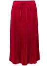 Red Valentino Pleated Midi Skirt In Red