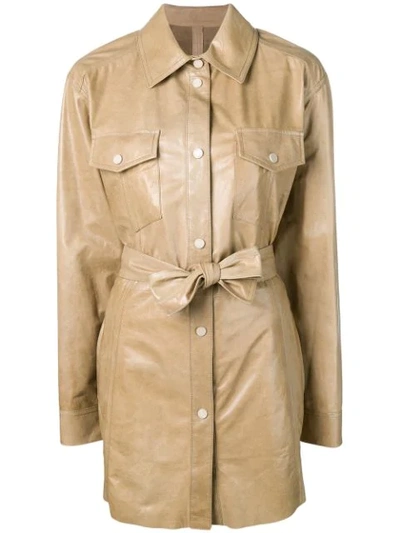 Drome Overshirt Belted Jacket In Brown