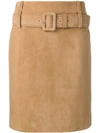 Prada Leather Straight Skirt In F0040 Camello