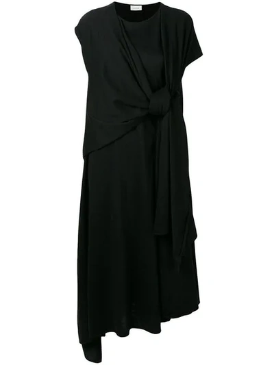 Lemaire Knot Detail T-shirt Dress In Black