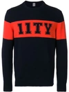 Eleventy Logo Intarsia Jumper In Blue