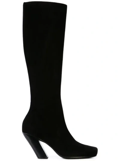 Ann Demeulemeester Camoscio Knee High Boots In Black