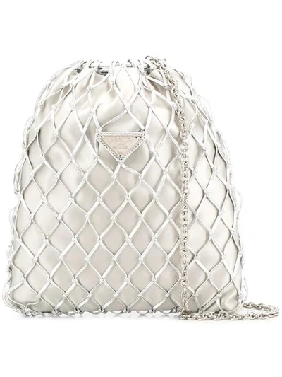 Prada Net Crossbody Bag In Silver