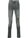 Amiri Glitter Distressed Jeans In Grey