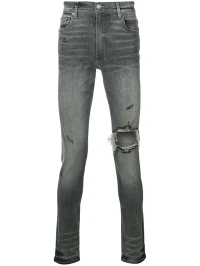 Amiri Glitter Distressed Jeans In Grey