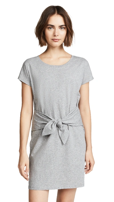 Joie Alyra Tie Waist Cotton T-shirt Dress In Heather Grey