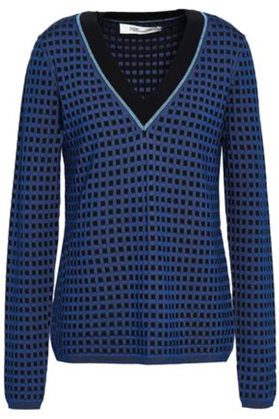 Diane Von Furstenberg Woman Jacquard-knit Top Royal Blue