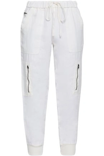 Joie Woman Cropped Linen Tapered Pants White