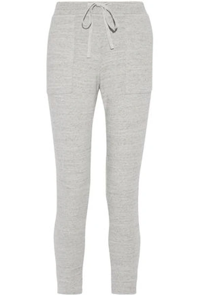 James Perse Woman French Cotton-terry Tapered Pants Light Gray