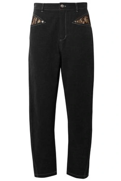 Opening Ceremony Woman Lace-trimmed High-rise Straight-leg Jeans Black