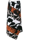 Proenza Schouler Spiral Knit Jacquard Skirt In Black Terracotta Multi