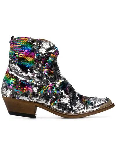 Golden Goose Sequin Embellished Boots In Silver