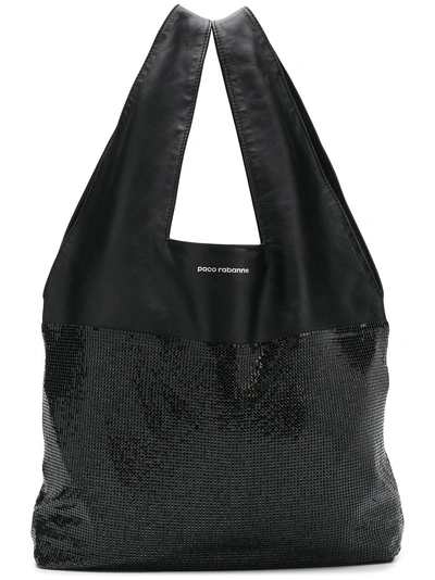 Paco Rabanne Panelled Slouchy Tote In Black