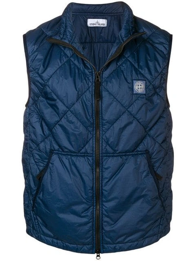 Stone Island Quilted Shell Gilet In Blue