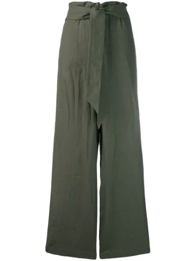 Asceno Wide Leg Trousers In Green