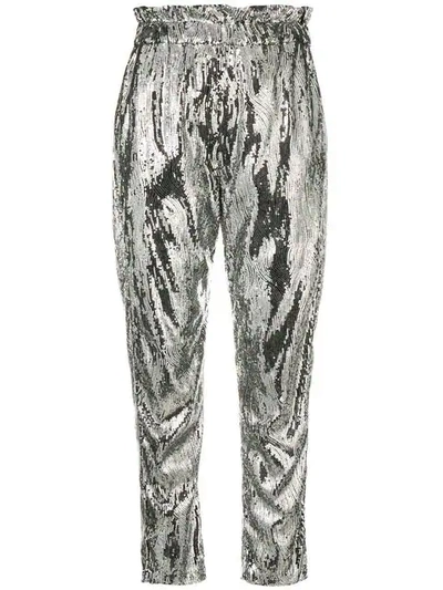 Amen High-waisted Sequin Trousers In Silver