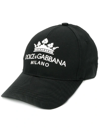 Dolce & Gabbana Black Logo Print Baseball Cap